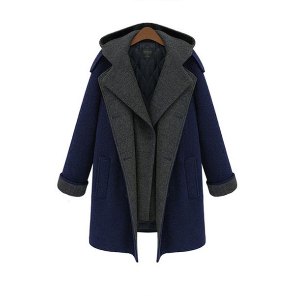 women winter coat long trench navy blue cotton solid button turn-down collar double breasted elegant plus size female wool coat, Black
women winter coat long trench navy blue cotton solid button turn-down collar double breasted elegant plus size female wool coat, Black