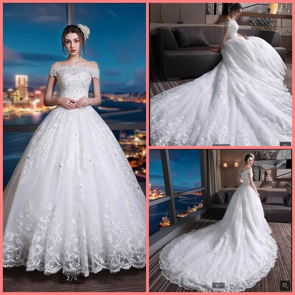 2020 luxury white lace appliques ball gown wedding dress beaded off the shoulder tiered chapel train bridal gowns bridal dress 2020
2020 luxury white lace appliques ball gown wedding dress beaded off the shoulder tiered chapel train bridal gowns bridal dress 2020