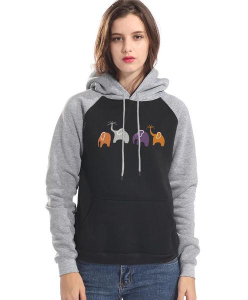 women 2019 autumn winter fleece pullovers cartoon elephants printhed hoodies streetwear hip-hop sweatshirts raglan sleeve hooded, Black
women 2019 autumn winter fleece pullovers cartoon elephants printhed hoodies streetwear hip-hop sweatshirts raglan sleeve hooded, Black