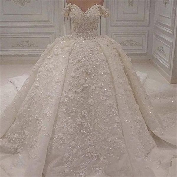 luxury lace ball gown wedding dresses floral appliques lace beaded court train bridal gowns 2019 off shoulder vestidos de novia, White
luxury lace ball gown wedding dresses floral appliques lace beaded court train bridal gowns 2019 off shoulder vestidos de novia, White