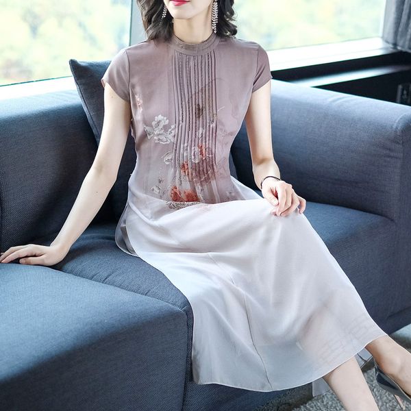3xl summer plus size women dress 2019 silk print dress casual long cheongsam chinese style elegant large size party vestidos, Black;gray
3xl summer plus size women dress 2019 silk print dress casual long cheongsam chinese style elegant large size party vestidos, Black;gray