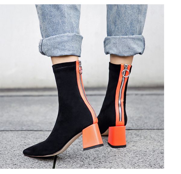 spring and autumn sheep suede color matching women boots was thin pointed color matching high heel boots office casual shoes, Black
spring and autumn sheep suede color matching women boots was thin pointed color matching high heel boots office casual shoes, Black
