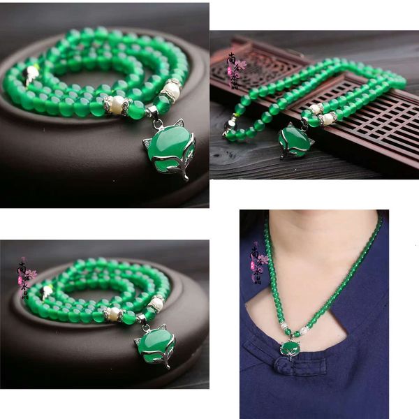 natural green agate bracelet more circle multi-storey hand string dual purpose style jewelry silver fox beaver pendant crystal bracelets, Black
natural green agate bracelet more circle multi-storey hand string dual purpose style jewelry silver fox beaver pendant crystal bracelets, Black