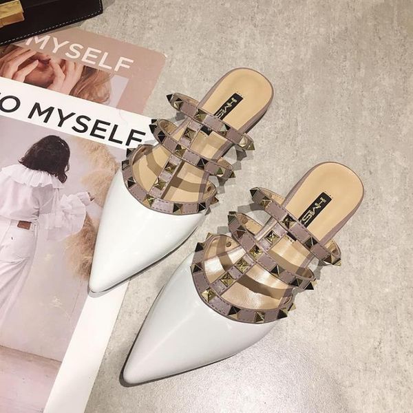 chic korea's new baotou rivet half slippers popular women's shoes low heel pointed rivet mueller shoes roman sandals, Black
chic korea's new baotou rivet half slippers popular women's shoes low heel pointed rivet mueller shoes roman sandals, Black