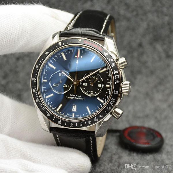 44mm quartz chronograph date mens watches two subdials black leather band fixed bezel with a ring showing tachymeter markings, Slivery;brown
44mm quartz chronograph date mens watches two subdials black leather band fixed bezel with a ring showing tachymeter markings, Slivery;brown