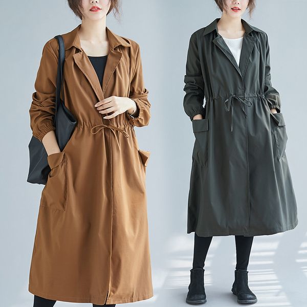 2020 new spring autumn large size long trench coats women loose lace-up windbreaker coats female outerwear g101, Tan;black
2020 new spring autumn large size long trench coats women loose lace-up windbreaker coats female outerwear g101, Tan;black