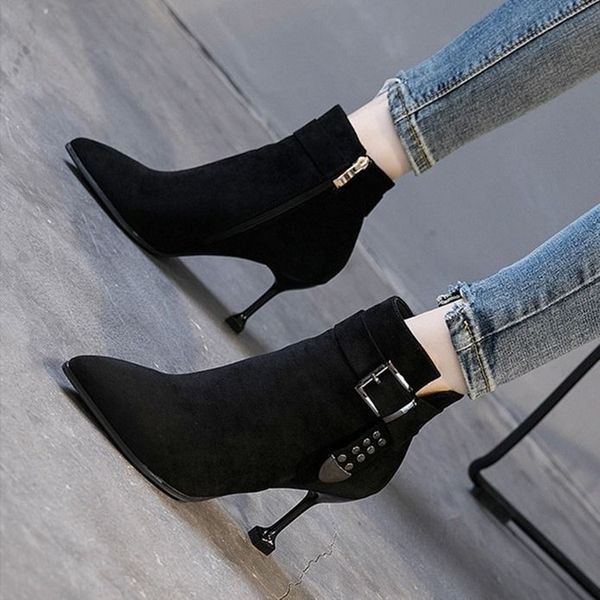 new women boots ankle zipper booties high heels autumn and winter pointed toe plus velvet ankle suede tassel boots w20-51, Black
new women boots ankle zipper booties high heels autumn and winter pointed toe plus velvet ankle suede tassel boots w20-51, Black