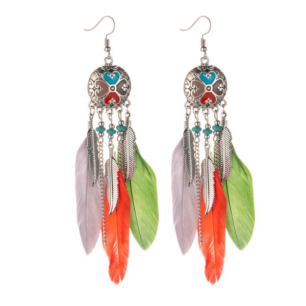 s1828 bohemian fashion jewelry feather earrings beads feather tassels dangle earrings, Golden;silver
s1828 bohemian fashion jewelry feather earrings beads feather tassels dangle earrings, Golden;silver