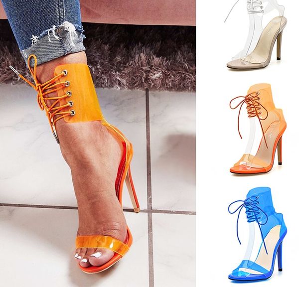 europe and america high heel 11cm sandals with lace-up transparent film, women's shoes with open toes and hollow toes, Black
europe and america high heel 11cm sandals with lace-up transparent film, women's shoes with open toes and hollow toes, Black