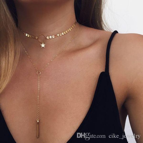 star accessory pendant bar thirough circle with lariat gold and silver plated metal choker chain two layer necklace
star accessory pendant bar thirough circle with lariat gold and silver plated metal choker chain two layer necklace