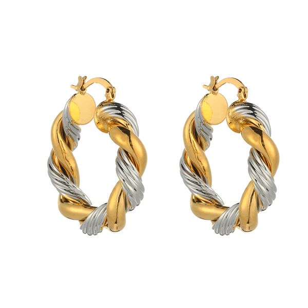 trendy two tone twisted hoop earring jewelry exquisite women fashion earrings, Golden;silver
trendy two tone twisted hoop earring jewelry exquisite women fashion earrings, Golden;silver