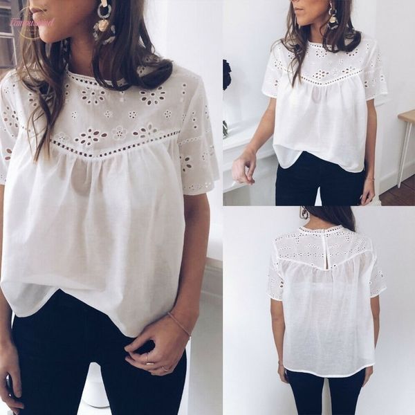 fashion womens clothing women summer casual o neck ruched hollow short sleeve chiffon blouse women dress elegant, White
fashion womens clothing women summer casual o neck ruched hollow short sleeve chiffon blouse women dress elegant, White