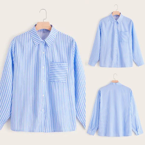 stripe womens office shirts 2020 new fashion button long sleeves inch pocket shirt streetwear winter blouse blusas mujer, White
stripe womens office shirts 2020 new fashion button long sleeves inch pocket shirt streetwear winter blouse blusas mujer, White