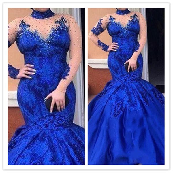 royal blue prom dresses long sleeve lace appliques mermaid sheer high neck puffy beading evening dresses formal dresses robes de soiree, Black;red
royal blue prom dresses long sleeve lace appliques mermaid sheer high neck puffy beading evening dresses formal dresses robes de soiree, Black;red