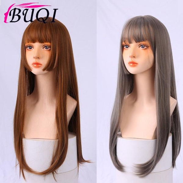 buqi synthetic wig long straight hair wig lady 22 inch high temperature bangs fashion, Black
buqi synthetic wig long straight hair wig lady 22 inch high temperature bangs fashion, Black