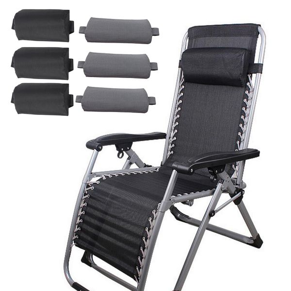 6x folding sling lounge chairs head cushion pillow for outdoor beach sun lounger