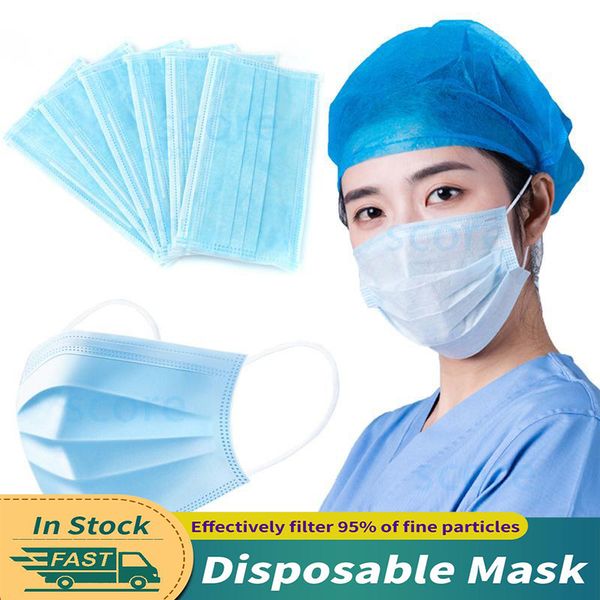 usa stock non-woven wholesale disposable face mask 3 layers dust proof protection safety health mask home cleaning face masks
