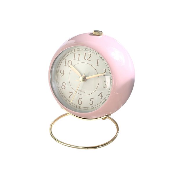 

4 inch vntage luxury nordic style mute simple metal desk table alarm clock silent clock with nightlight 4 color