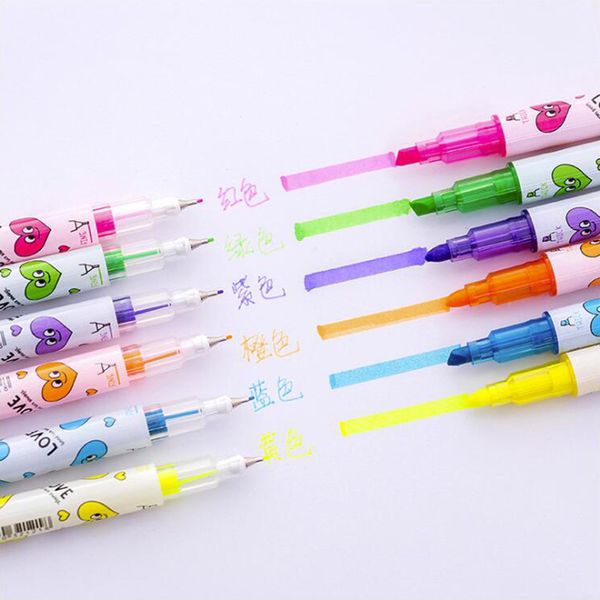 6pcs/bag colorful highlighter pen double oblique head and fine head painting pen office stationery school supplies, Black;red
6pcs/bag colorful highlighter pen double oblique head and fine head painting pen office stationery school supplies, Black;red