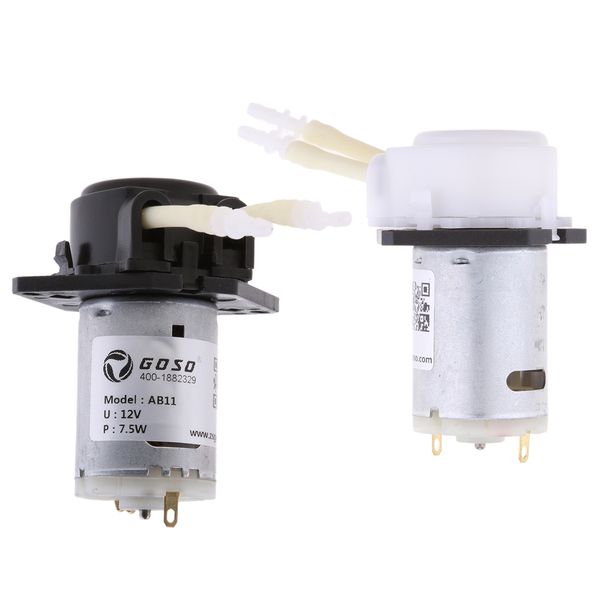 2x peristaltic liquid miniature dosing hose pump for aquarium lab black 12v