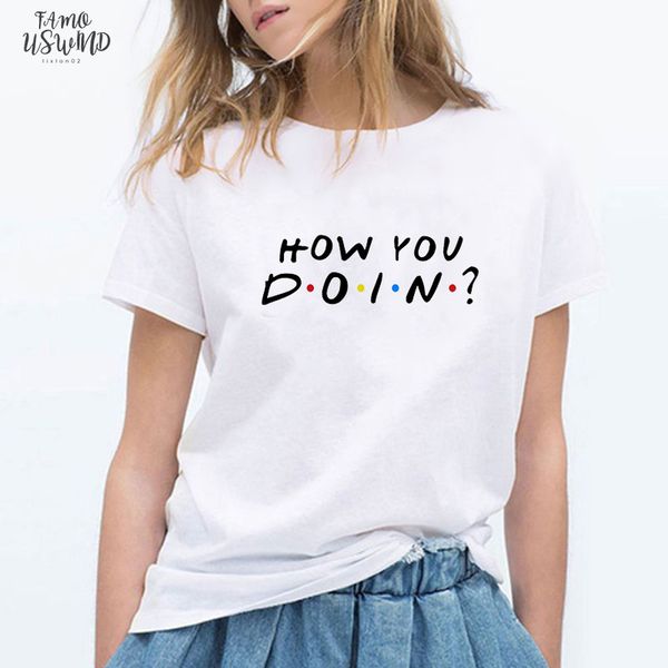 how you doing wonderful fashion summer woman lady short sleeve o neck friends loose t shirt, White
how you doing wonderful fashion summer woman lady short sleeve o neck friends loose t shirt, White