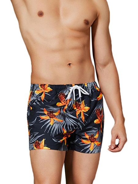 men's stylish summer beach shorts floral print 2019 new fashion drawstring sports board shorts with pockets for men, White;black
men's stylish summer beach shorts floral print 2019 new fashion drawstring sports board shorts with pockets for men, White;black