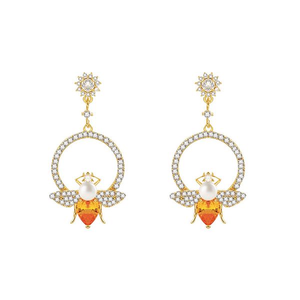 trendy new insect yellow bee earrings pearl female crystal rhinestone korean temperament long drop dangle earing jewelry, Silver
trendy new insect yellow bee earrings pearl female crystal rhinestone korean temperament long drop dangle earing jewelry, Silver