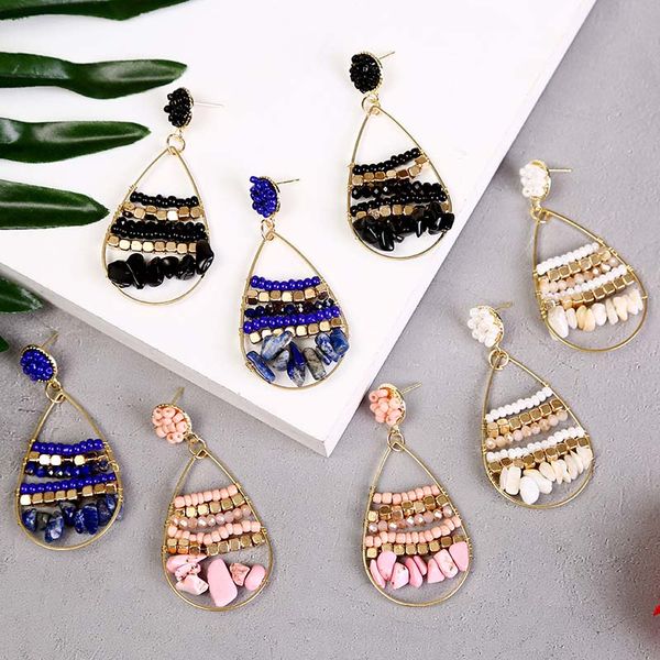 creative women's boho handmade acrylic crystal stone beads earrings female simple drop water shape copper circle dangle earring, Silver
creative women's boho handmade acrylic crystal stone beads earrings female simple drop water shape copper circle dangle earring, Silver