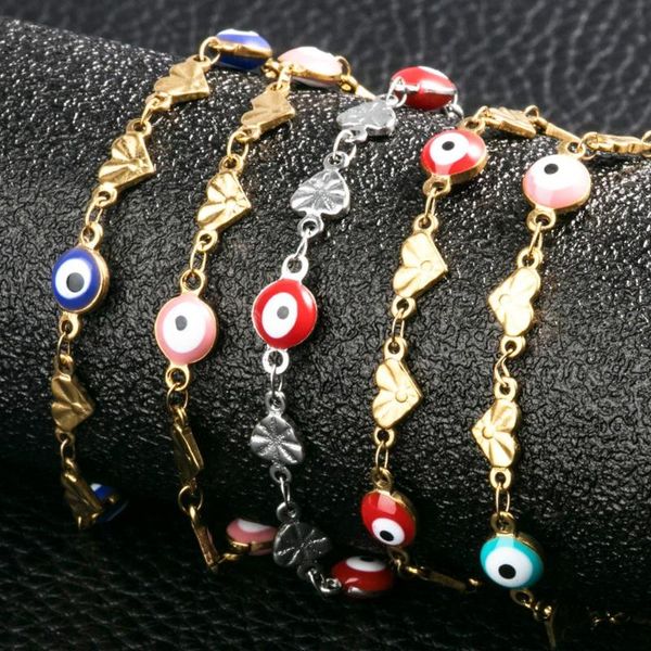 loves hearts charms stainless steel ankle bracelets 6mm evil eyes protect you love women bracelets with extension, Black
loves hearts charms stainless steel ankle bracelets 6mm evil eyes protect you love women bracelets with extension, Black