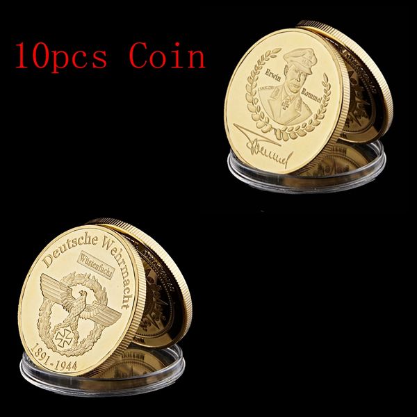 10pcs deutsche wehrmacht famous general erwin rommel desert fox gold plated 1oz challenge coin keepsake gift
10pcs deutsche wehrmacht famous general erwin rommel desert fox gold plated 1oz challenge coin keepsake gift