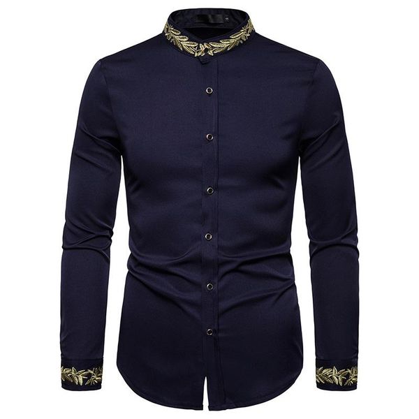 men's shirts flower embroidery standing collar long-sleeved shirt for man floral unique design blouse men, White;black
men's shirts flower embroidery standing collar long-sleeved shirt for man floral unique design blouse men, White;black