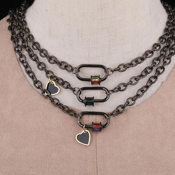 3pcs/lot rainbow zirconia oval clasps gun black necklace red heart charms buckle pendant metal chains necklace long 18 inch, Silver
3pcs/lot rainbow zirconia oval clasps gun black necklace red heart charms buckle pendant metal chains necklace long 18 inch, Silver