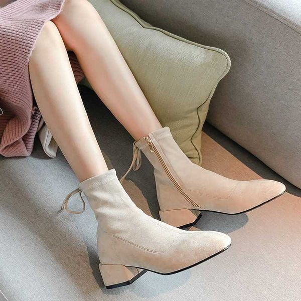 fashion women boots round toe yarn elastic suede ankle boots thick heel high heels shoes woman female socks 2020 spring, Black
fashion women boots round toe yarn elastic suede ankle boots thick heel high heels shoes woman female socks 2020 spring, Black