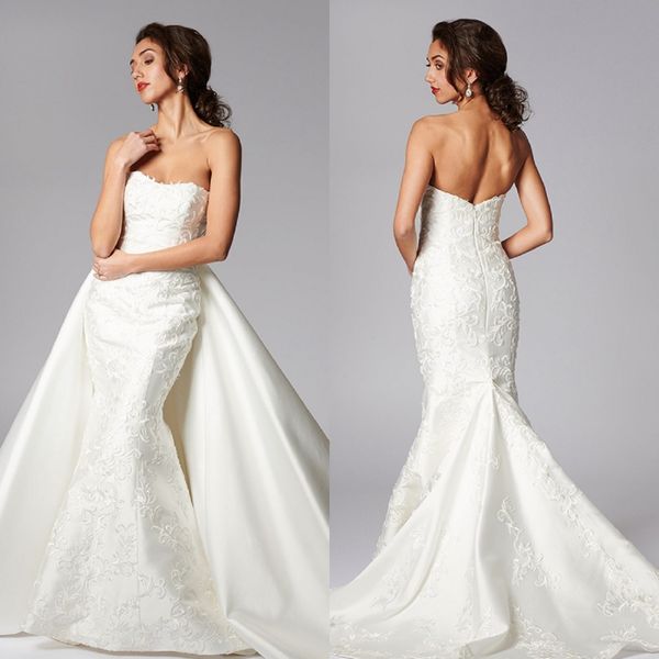 mermaid grace philips wedding dresses strapless sleeveless satin applique ruched wedding gown sweep train robe de mariée, White
mermaid grace philips wedding dresses strapless sleeveless satin applique ruched wedding gown sweep train robe de mariée, White