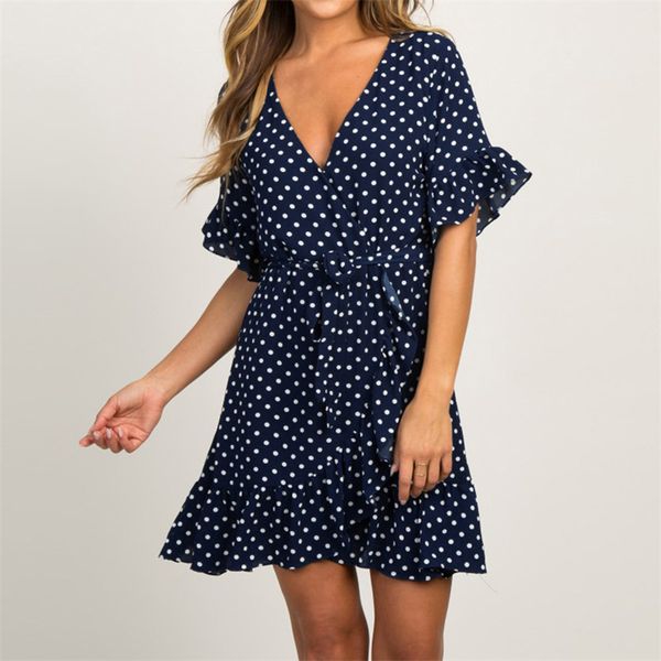 chiffon 2019 female summer dress deep v neck polka dot dresses fashion short sleeve beach mini sundress ruffles party dress verano, Black;gray
chiffon 2019 female summer dress deep v neck polka dot dresses fashion short sleeve beach mini sundress ruffles party dress verano, Black;gray