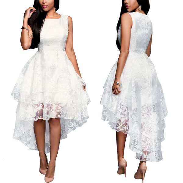 sleeveless wear women's full short front and long back organza three layers white dress, Red;white
sleeveless wear women's full short front and long back organza three layers white dress, Red;white