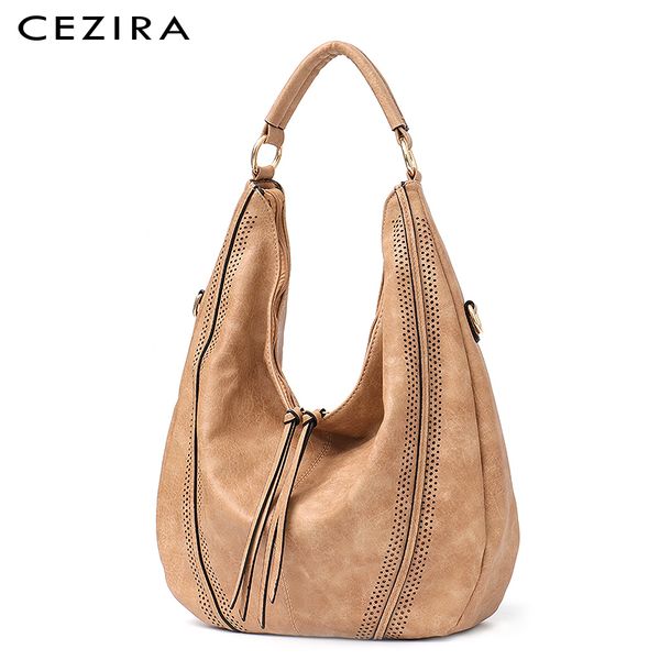 cezira new fashion women handbags soft ladies pu leather shoulder bags hollow out large female hobos zipper tassel tote bags cj191219
cezira new fashion women handbags soft ladies pu leather shoulder bags hollow out large female hobos zipper tassel tote bags cj191219
