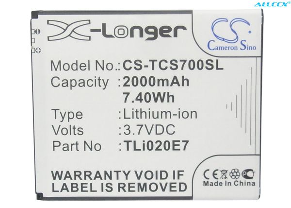 cameron sino 2000mah аккумулятор tli020b2, tli020d2, tli020e1, tli020e7, tli020jd для tcl j620, s700t 
cameron sino 2000mah аккумулятор tli020b2, tli020d2, tli020e1, tli020e7, tli020jd для tcl j620, s700t