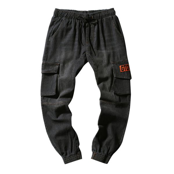 mela streetwear jeans cargo pants men nice multi-pocket denim pants elastic waist drawstring hip harem men overalls, Black
mela streetwear jeans cargo pants men nice multi-pocket denim pants elastic waist drawstring hip harem men overalls, Black