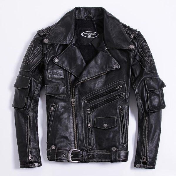 men's brand 2020 motorcycle with belt slim fit professional moto biker jacket stylish genuine leather coat male, Black
men's brand 2020 motorcycle with belt slim fit professional moto biker jacket stylish genuine leather coat male, Black