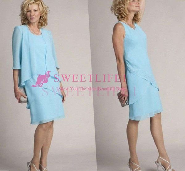 2019 light blue chiffon mother of the bride dresses with wrap knee length mother of grooms dresses outfits custom made sale, Black;red
2019 light blue chiffon mother of the bride dresses with wrap knee length mother of grooms dresses outfits custom made sale, Black;red