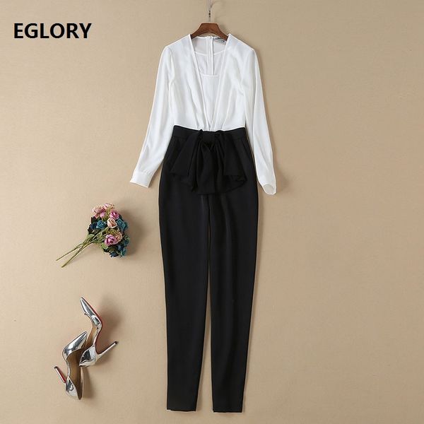 chic fashion 2019 spring party style jumpsuit women deep v-neck black white color block pant overalls ladies bow jumpsuits
chic fashion 2019 spring party style jumpsuit women deep v-neck black white color block pant overalls ladies bow jumpsuits