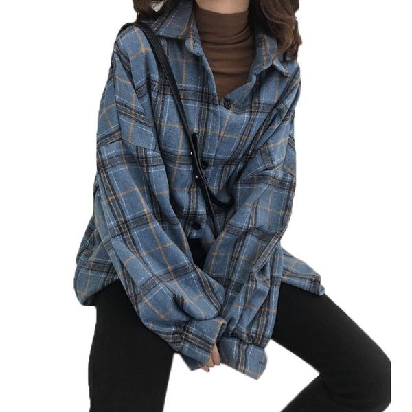 oversized plaid shirt women long sleeve hip hop autumn korean loose vintage streetwear blouse women blue plaid 50cs, White
oversized plaid shirt women long sleeve hip hop autumn korean loose vintage streetwear blouse women blue plaid 50cs, White