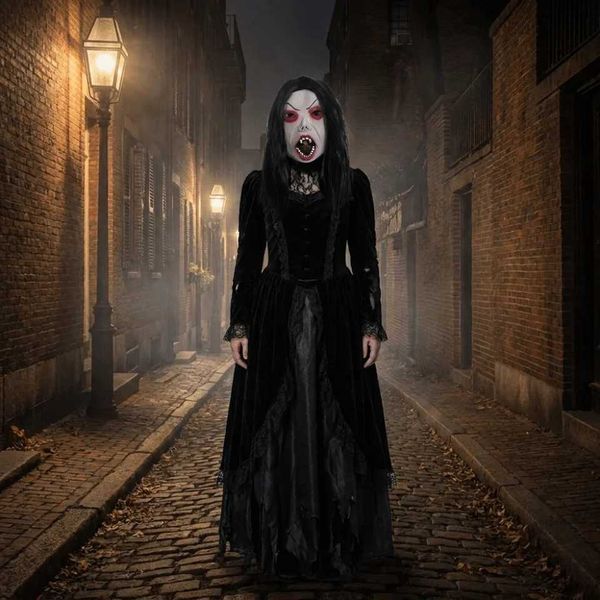 Ghost Hallowmas Novelty Latex Black-haired Mask Spooky Realistic Halloween Mask with Wig Creative Scary Ghost Mask Halloween Party C260907