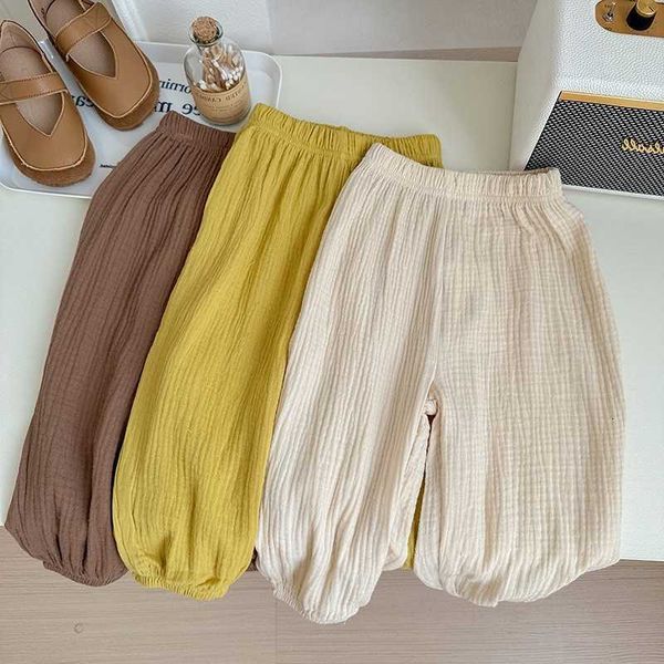 Kids Clothing Summer Thin 9m-6y Solid Color Anti Mosquito Pants Baby Boys And Girls Loose Casual Trouser Simple Fashion Bloomers L260919
