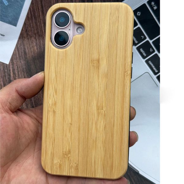 Wood Bamboo TPU Full Body Phone Cases For Iphone 17 16 Pro Max Samsung Galaxy S…