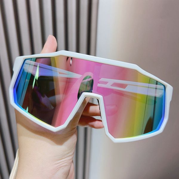 Outdoors Sports Sunglasses Men Oversized Reflective Coating Cycling Glasses UV400 Bike Eyewear Ladies Anti Wind Goggles Shades