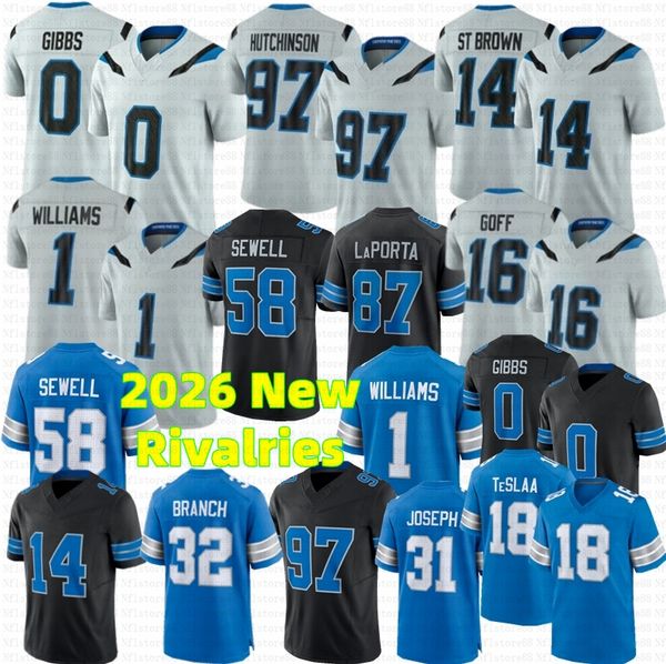 New 2026 Rivalries Jahmyr Gibbs Amon-Ra St. Brown Laporta Football Jerseys Isaa…