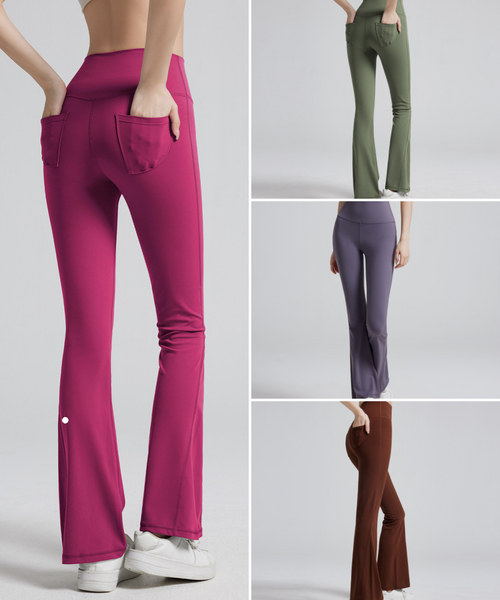L6580 Flared Yoga Pants Athletic And Casual Flared Pants High-Waisted Dance And…