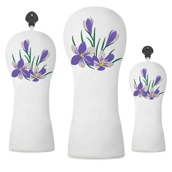 1pc/3pcs Driver, Fairway, Hybrids Headcover - Purple Flowers Design Style Golf Club Cover Suitable for Male and Female J260915